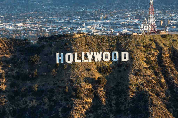 1032487105 The Hollywood sign on a hillside