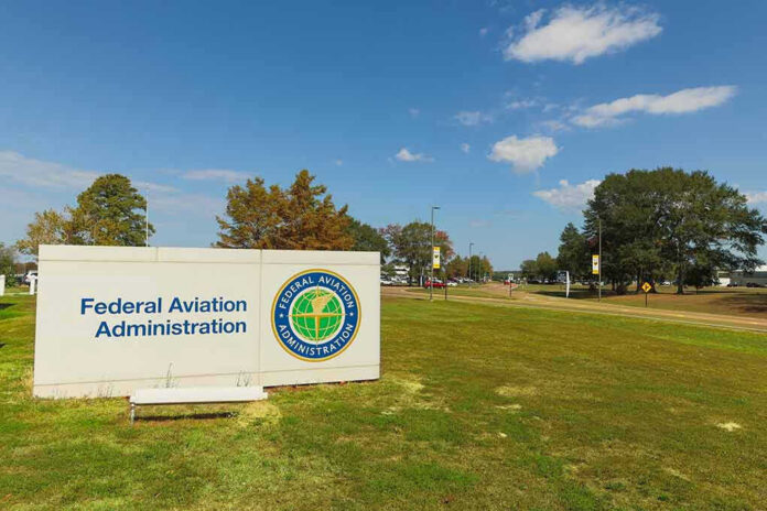 Federal Aviation Administration sign on grassy lawn