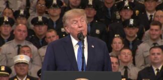 Trump embraces mother whose son was shot and killed, spotlights law enforcement at rally