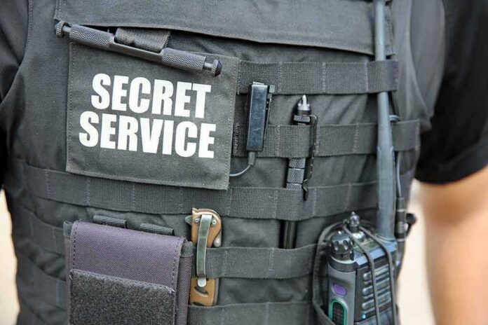 Tactical vest with Secret Service patch and gear