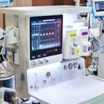 anesthesia machine with monitoring screen in a hospital