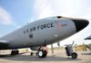 U.S. Air Force tanker aircraft on display at an airfield