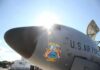 U.S. Air Force aircraft nose with sun flare